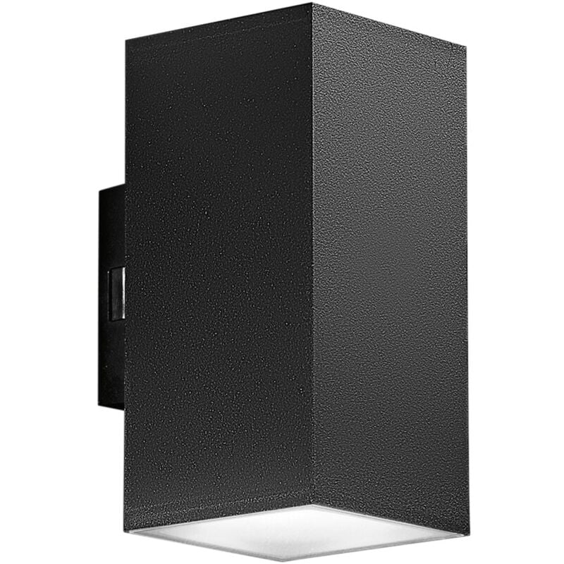 foto del prodotto applique da esterno led polo quadrata nera 8w con luce calda e naturale nero
