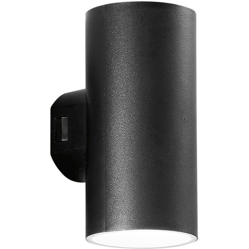 foto del prodotto applique da esterno led polo rotonda nera 2x8w con luce calda e naturale 