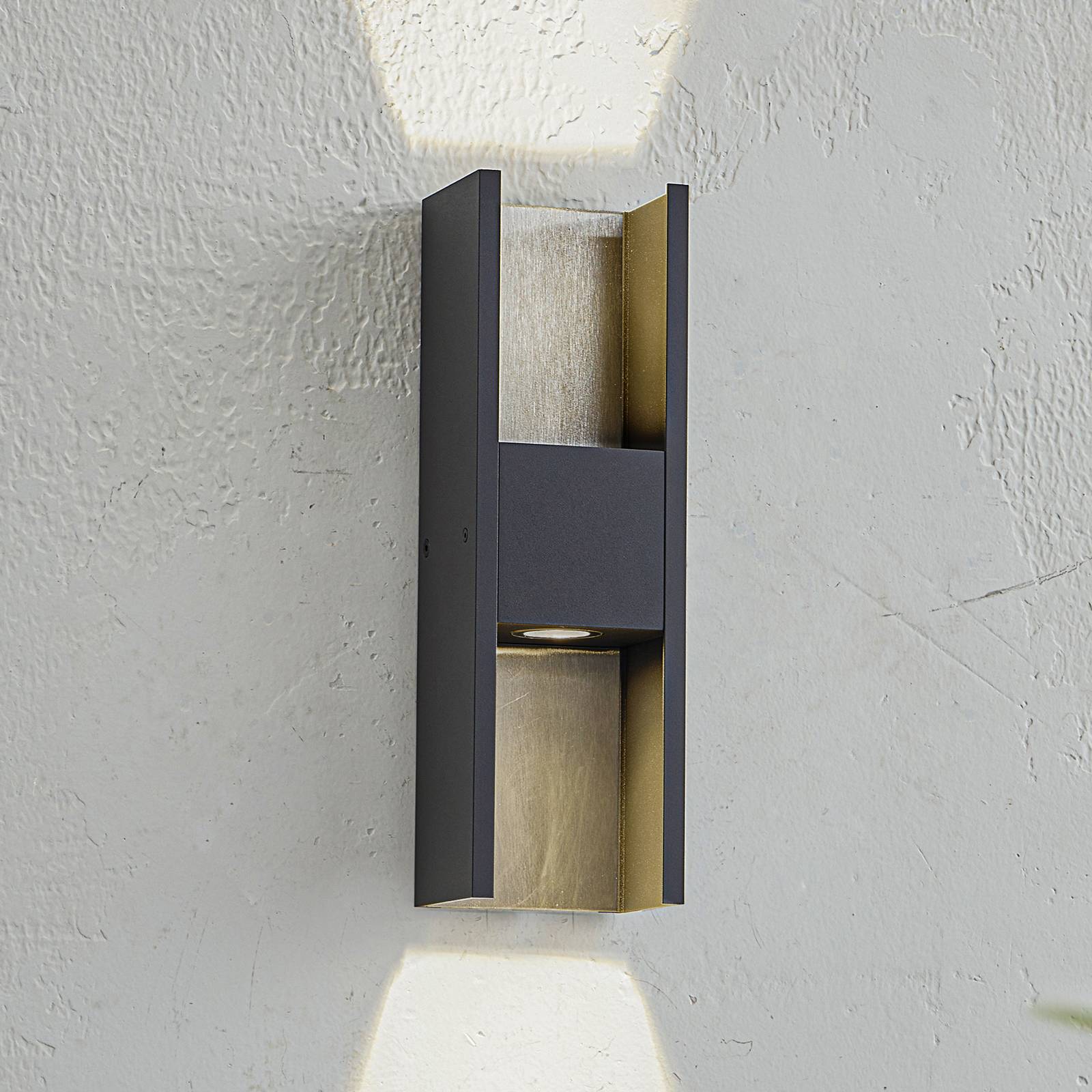 foto del prodotto applique da esterno lucande led lavrin, nero grigio, alluminio