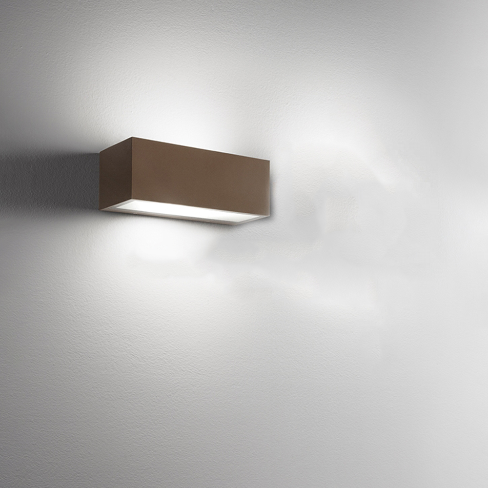 foto del prodotto applique da esterno moderna step alluminio ruggine vetro 2 luci e27