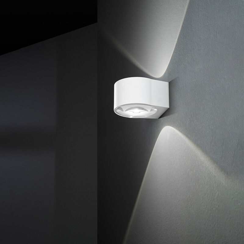 foto del prodotto applique da esterno moderna vision metallo bianco vetro led 6w 3000k