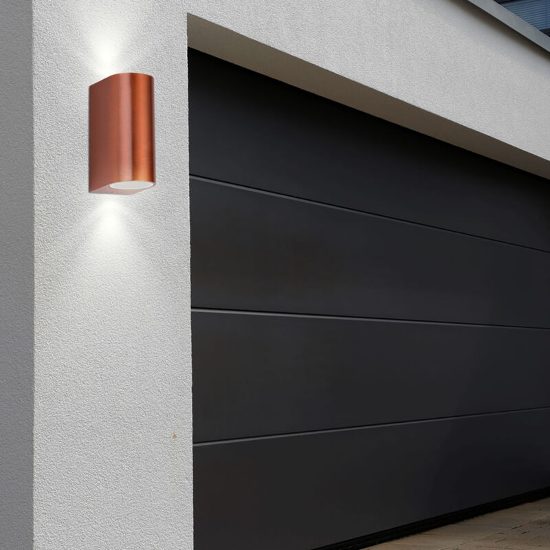 foto del prodotto applique da esterno up down faretto lampada in alluminio illuminazione da giardino color rame