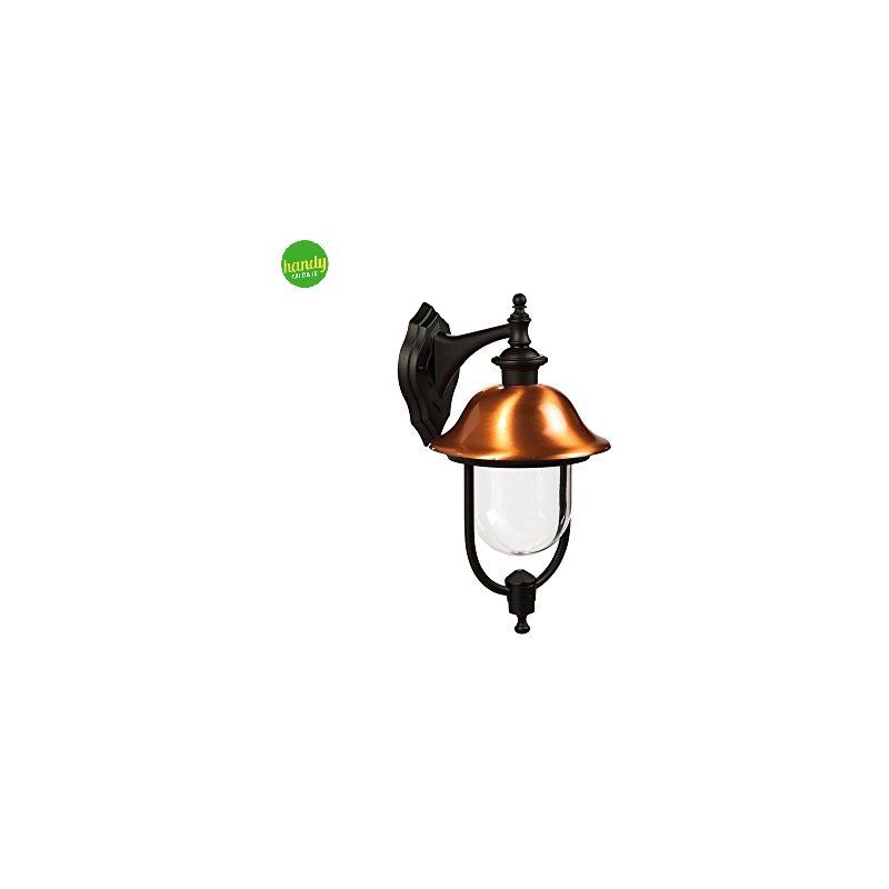 foto del prodotto applique da esterno verso il basso green light calliope ip44 e27 nera rame