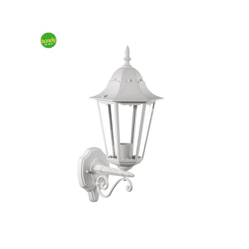 foto del prodotto applique da esterno verso l alto green light ermes ip44 e27 bianca
