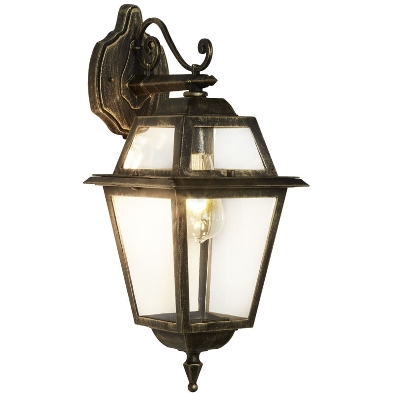 foto del prodotto applique da esterno vintage nuova orleans alluminio nero antico vetro 1 luce e27