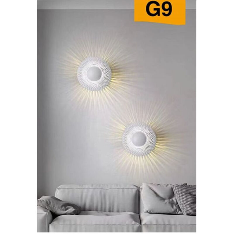 foto del prodotto applique da muro stile industriale lampada decorativa in metallo attacco g9 aq48 bianco trade shop traesio