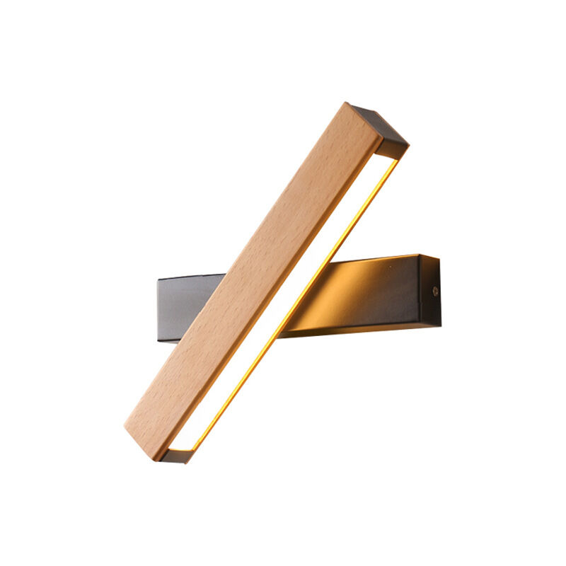 foto del prodotto applique da parete a led, 4w 400lm lampada da parete interna in legno girevole a 360 , applique da parete bianco caldo 3000k per camera da letto,