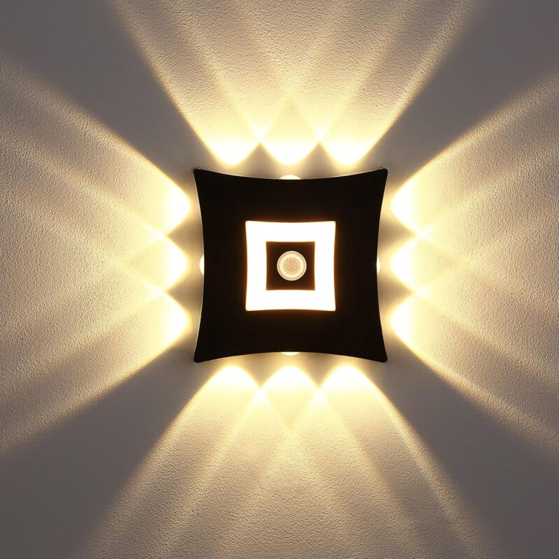 foto del prodotto applique da parete a led da 18 w per esterni e interni, moderna, con sensore di movimento pir, illuminazione da parete impermeabile ip65, lampada da