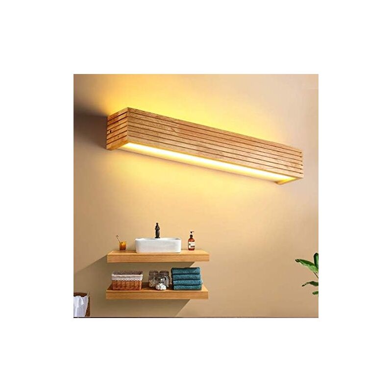 foto del prodotto applique da parete a led, illuminazione per interni, lampada da parete in legno, luce calda per camera da letto, soggiorno, ufficio, corridoio 35 cm