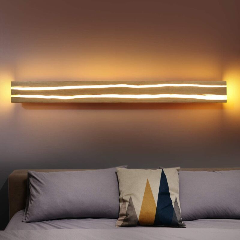 foto del prodotto applique da parete a led in legno 16w lampada da corridoio per interni 100cm bianco caldo lampada per scale lampada moderna per soggiorno