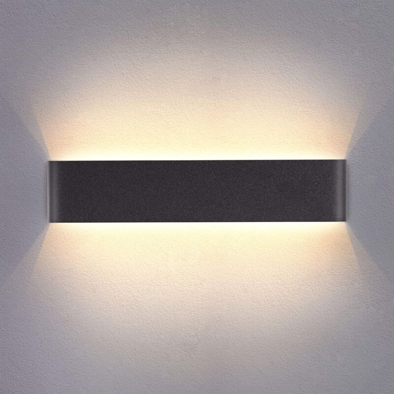 foto del prodotto applique da parete a led nera per interni 31cm lampada da parete bianca calda 20w 3000k moderna per camera da letto soggiorno scale corridoio bagno