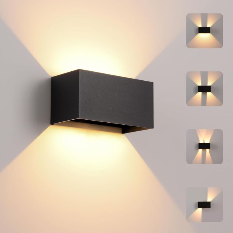 foto del prodotto applique da parete a led per interni esterni da 24 w, lampada da parete per esterni impermeabile ip65, illuminazione da parete bianco caldo 3000 k,