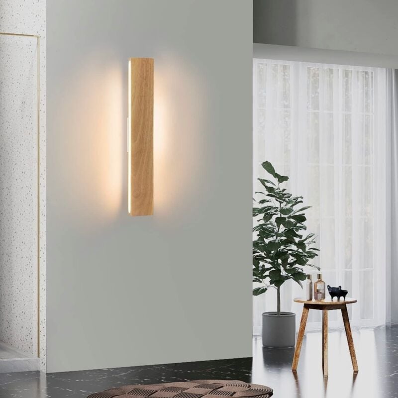foto del prodotto applique da parete a led per interni lampada da corridoio moderna da 52 cm, design in legno, per salire e scendere le scale, illuminazione indiretta
