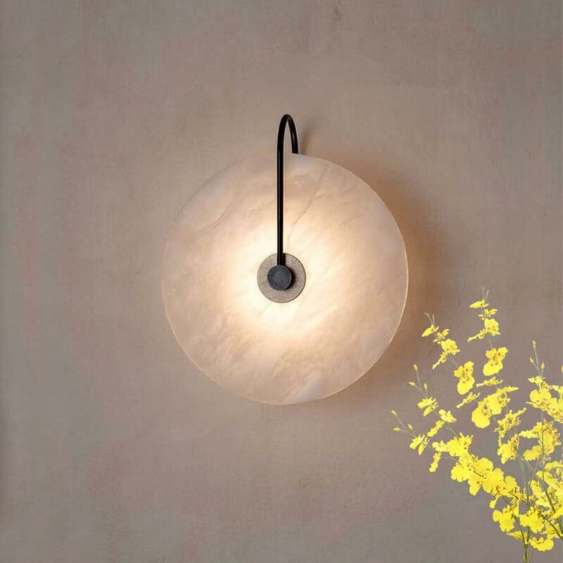 foto del prodotto applique da parete a led rotonda design moderno lampada da parete in marmo e metallo per esterni interni lampada da notte decorativa lampada da