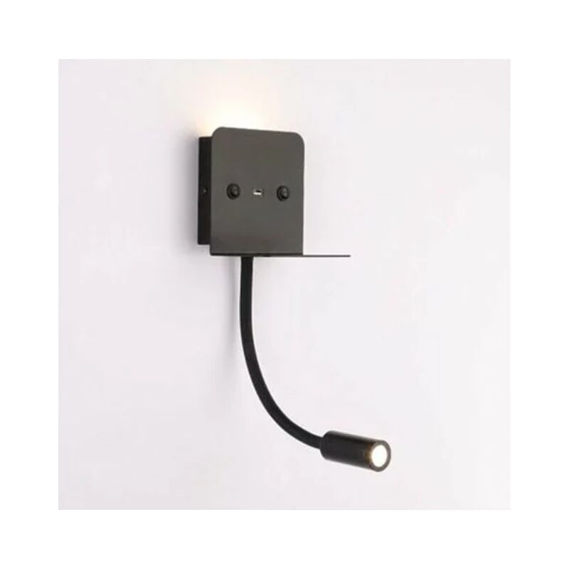 foto del prodotto applique da parete a led slange 3w luce di lettura con porta usb nero