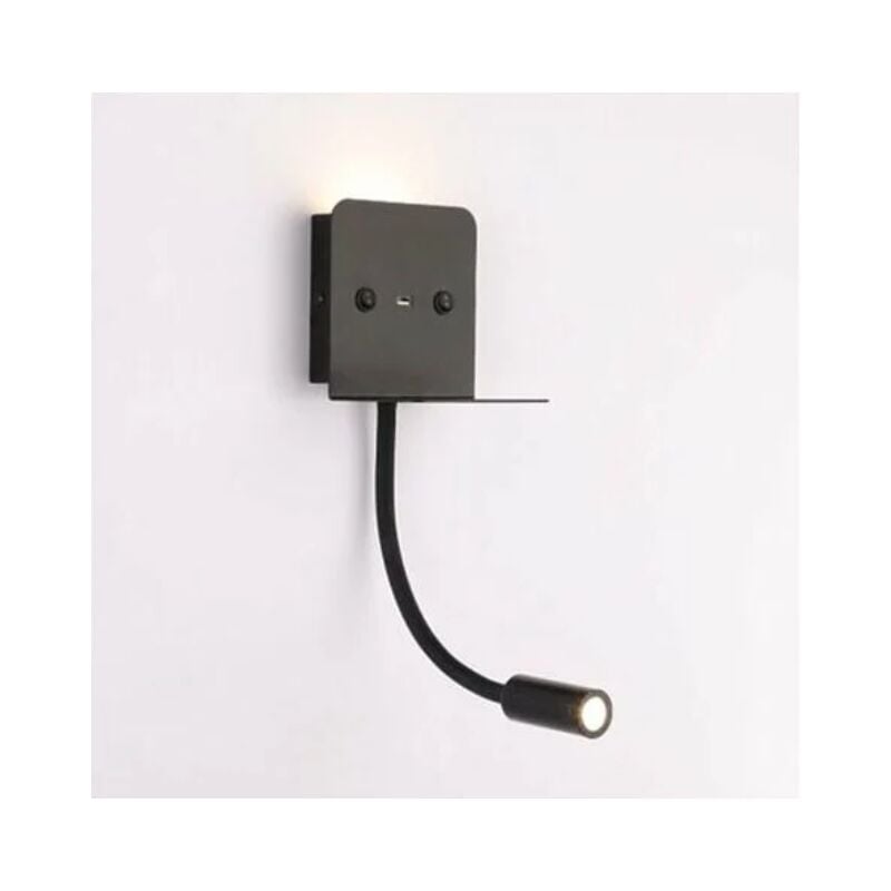 foto del prodotto applique da parete a led slange 3w luce di lettura con porta usb nero