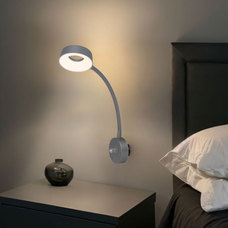 foto del prodotto applique da parete a led spot mobile metal silver dimmer direct plug in office