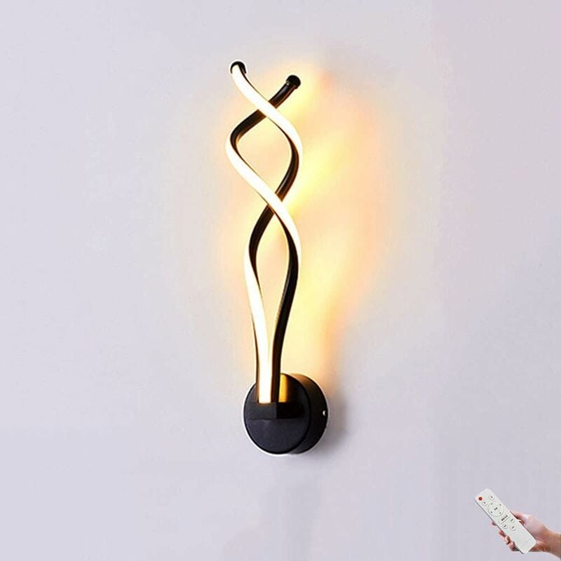 foto del prodotto applique da parete a spirale a led lampada da comodino dimmerabile con telecomando, 20w applique da parete moderna in metallo per interni luci da