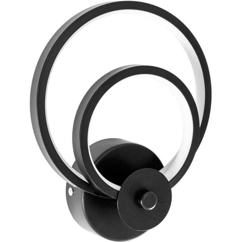 foto del prodotto applique da parete app1042 w nero opaco led cerchi 2 punti luce 18 w 19x7,5x24cm