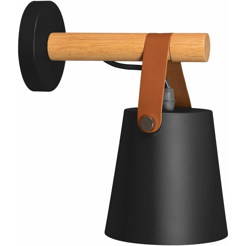 foto del prodotto applique da parete app466 1w cinghia metallo nero campana 1 punti luce e27 17x13x21cm