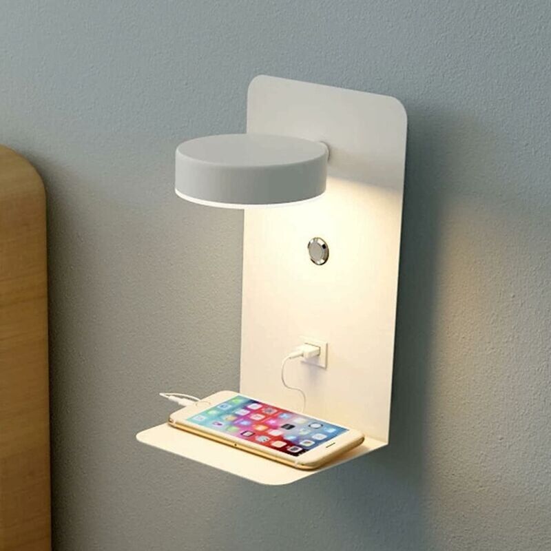 foto del prodotto applique da parete applique da parete a led per interni con porta usb 12w tricolore applique da parete moderna dimmerabile con interruttore lampada