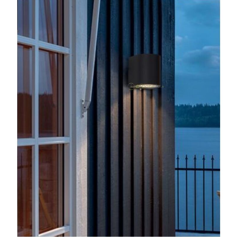 foto del prodotto applique da parete cilindro attacco gu10 design moderno per esterno giardino impermeabile ip65 bianco grigio nero nero