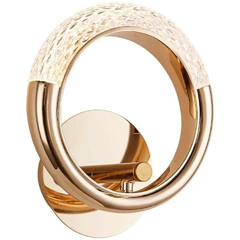 foto del prodotto applique da parete con anello in metallo finitura oro s, moderna lampada da parete a led da comodino da 5 w, lampada da parete decorativa sottile per