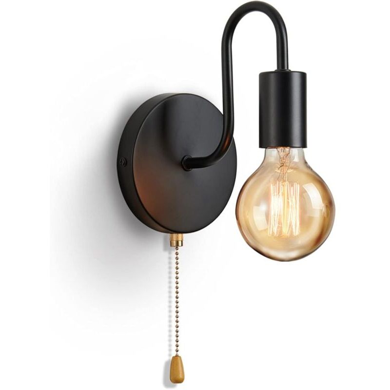 foto del prodotto applique da parete con attacco e27 e interruttore, lampada da parete vintage con attacco standard e27 per soggiorno, camera da letto, arredamento