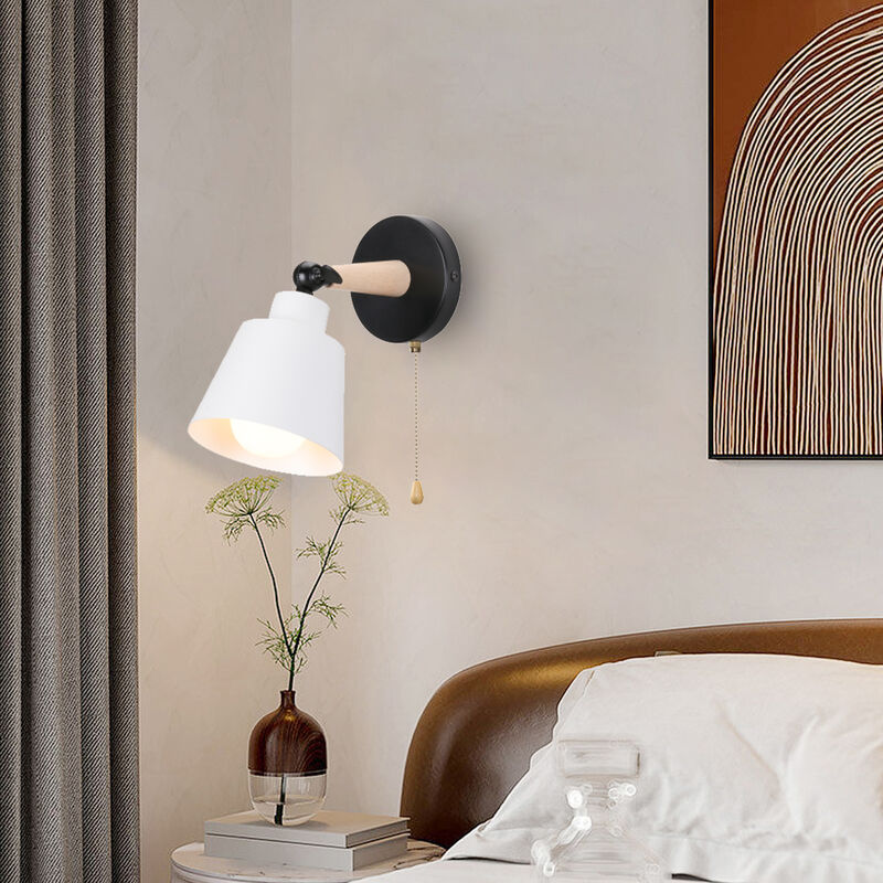 foto del prodotto applique da parete con interruttore, moderna lampada da parete con paralume regolabile e27 edison interno per soggiorno camera da letto sala da