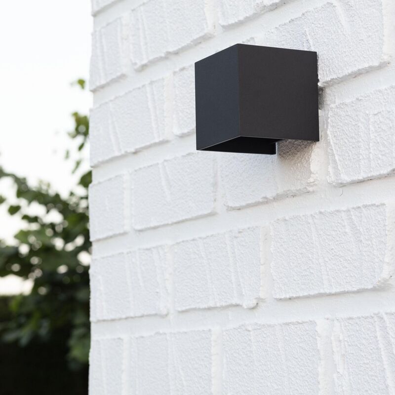 foto del prodotto applique da parete esterni led 6w alluminio illuminazione doppia luce eros nero bianco caldo 3000k