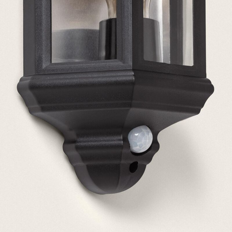 foto del prodotto applique da parete esterno pc con sensore pir newquay nero