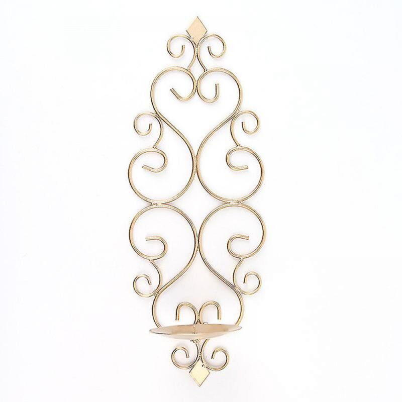 foto del prodotto applique da parete in ferro, 1 set di portacandele da parete sospesi, applique decorative per camera da letto, sala da pranzo, soggiorno, bagno
