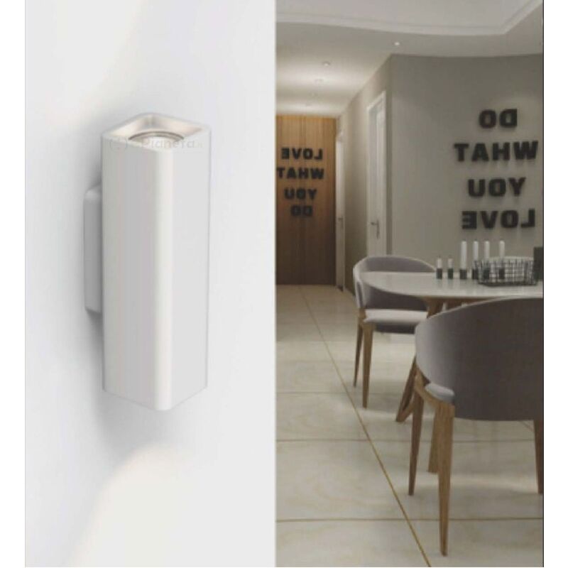 foto del prodotto applique da parete in gesso rettangolare attacco gu10 lampada doppia emissione di luce verticale lineare bianco verniciabile