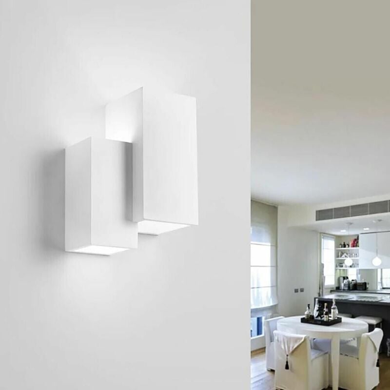 foto del prodotto applique da parete in gesso verniciabile lampada rettangolare doppia luce g9