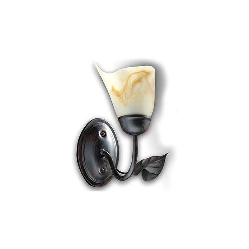 foto del prodotto applique da parete in metallo nero con cappa a calla di vetro