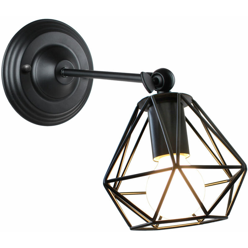 foto del prodotto applique da parete interno, con 16cm gabbia di diamanti, industriale stile, illuminazione regolabile per soggiorno camera da letto nero 
