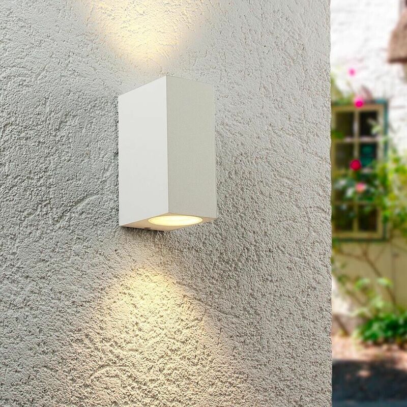 foto del prodotto applique da parete interno esterno ip65 porta faretto gu10 es55b bianco