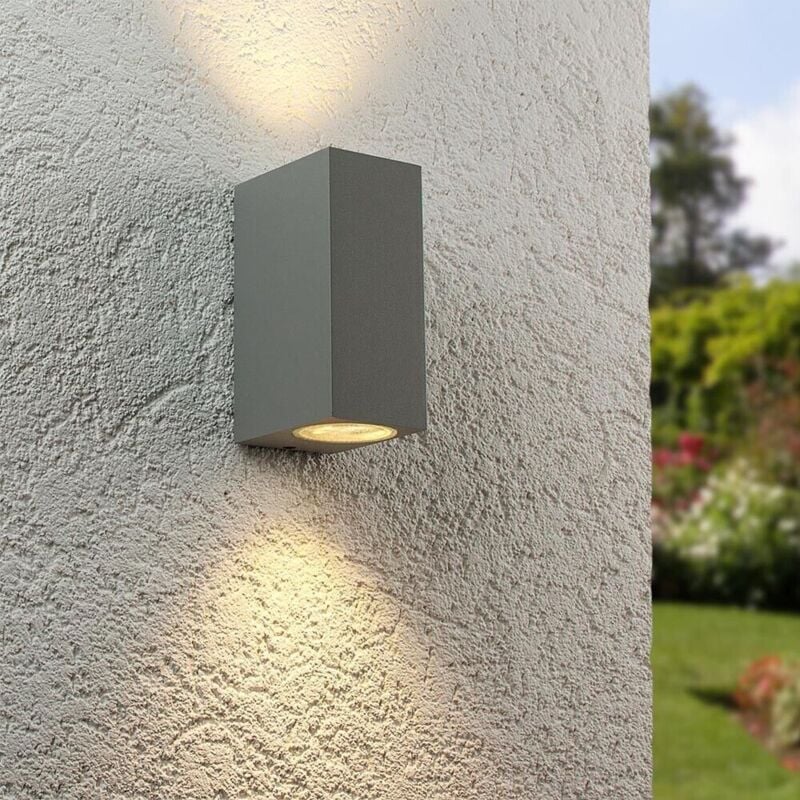 foto del prodotto applique da parete interno esterno ip65 porta faretto gu10 es55g grigio