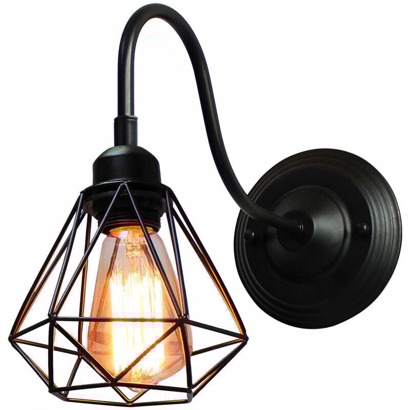 foto del prodotto applique da parete interno, illuminazione con 16cm gabbia di diamanti, in industriale stile, per soggiorno cucina camera da letto loft nero 1 pezzi