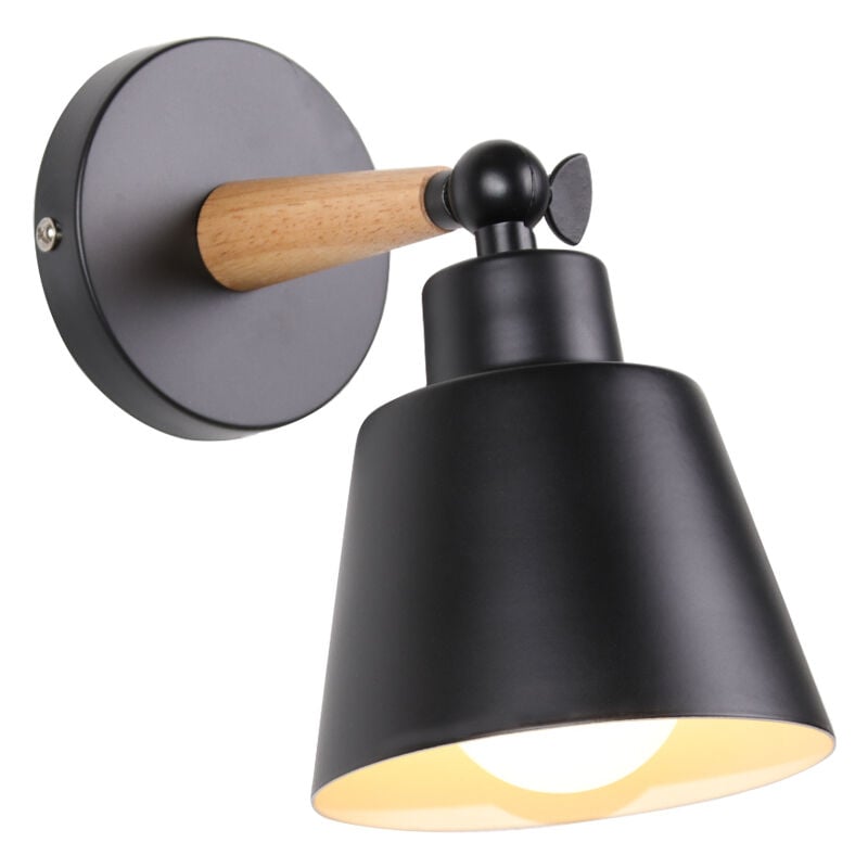 foto del prodotto applique da parete interno, moderna lampada da parete con paralume regolabile e27 edison per soggiorno camera da letto sala da pranzo (nero)