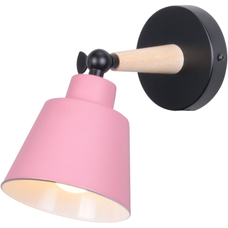 foto del prodotto applique da parete interno, moderna lampada da parete con paralume regolabile e27 edison per soggiorno camera da letto sala da pranzo rosa 