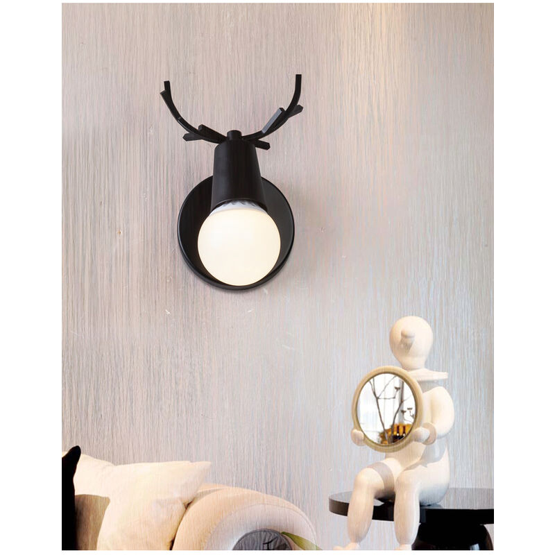 foto del prodotto applique da parete interno, moderna lampada da parete in metallo, creativo applique candelabro cervo per bambini camera da letto cucina corridoio