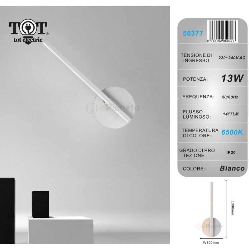 foto del prodotto applique da parete led 13w lineare verticale orientabile bianco oro moderno lampada luce fredda naturale bianco luce fredda