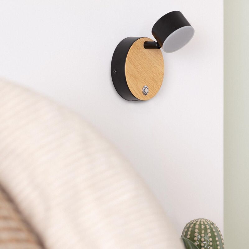 foto del prodotto applique da parete led 5w in metallo con interruttore serifos nero
