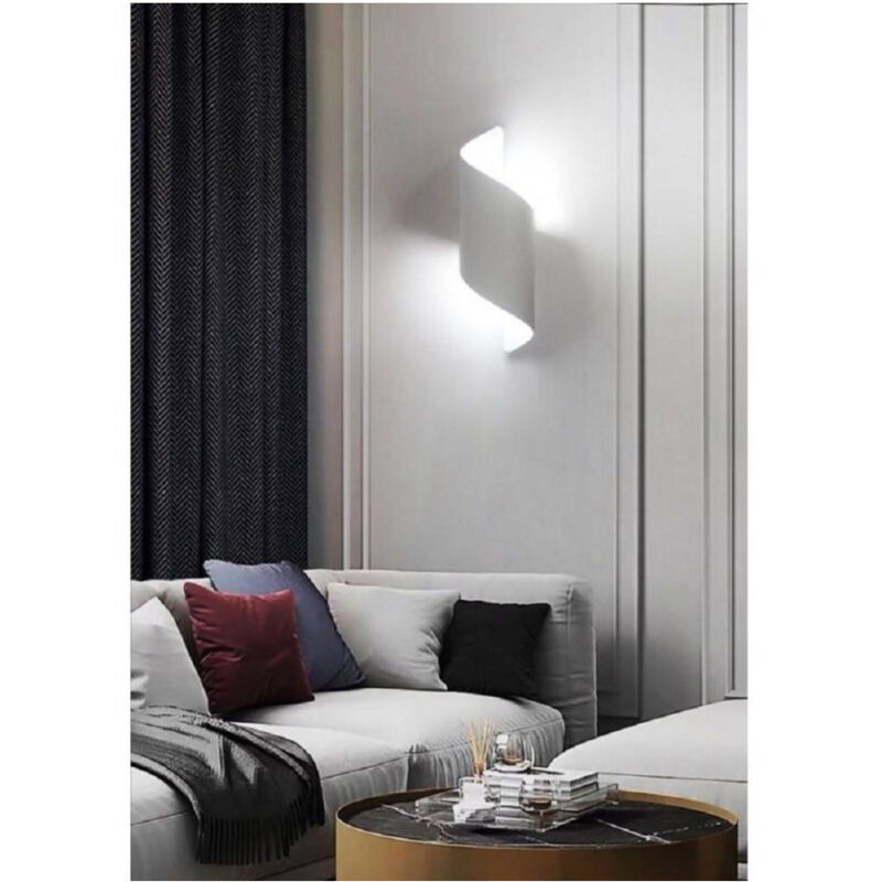 foto del prodotto applique da parete led attacco g9 doppia luce lampada design moderno spirale e53 bianco trade shop traesio