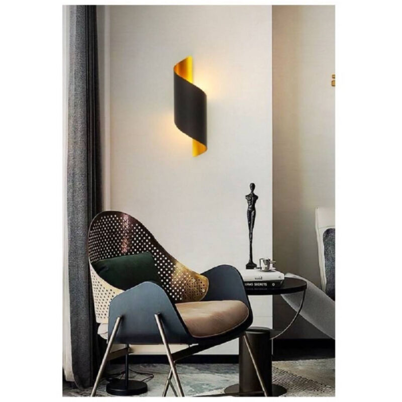 foto del prodotto applique da parete led attacco g9 doppia luce lampada design moderno spirale e53 nero trade shop traesio