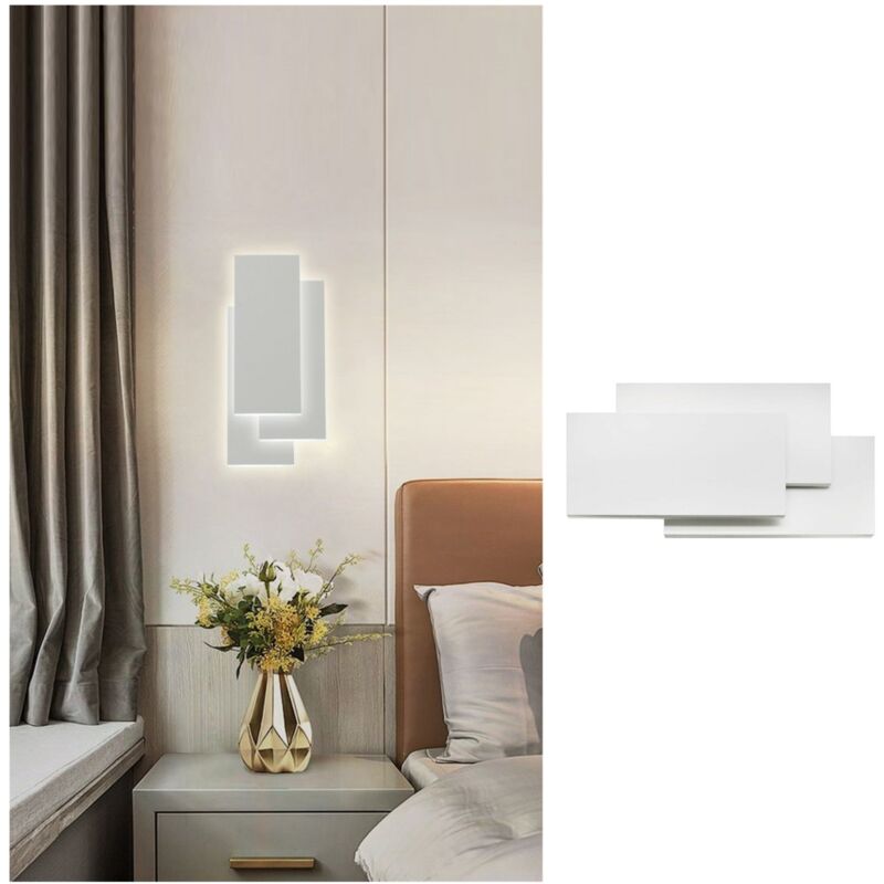 foto del prodotto applique da parete led rettangolare bianco lampada luce fredda naturale calda design moderno