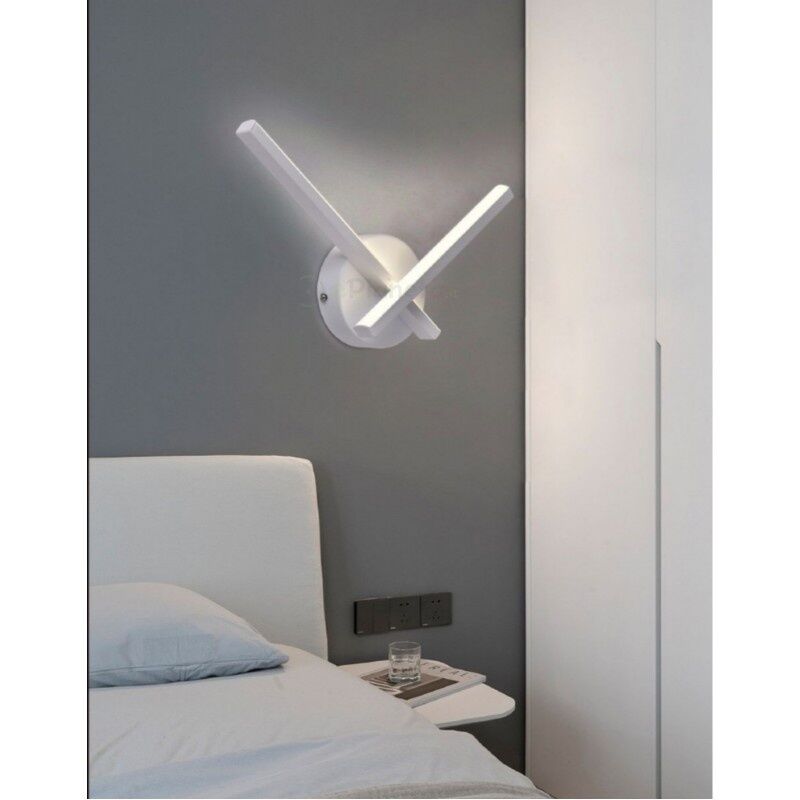 foto del prodotto applique da parete luce led 6w incrociato bianco lampada design moderno decorativo 2 bracci lineare per camera bagno soggiorno naturale 4000k