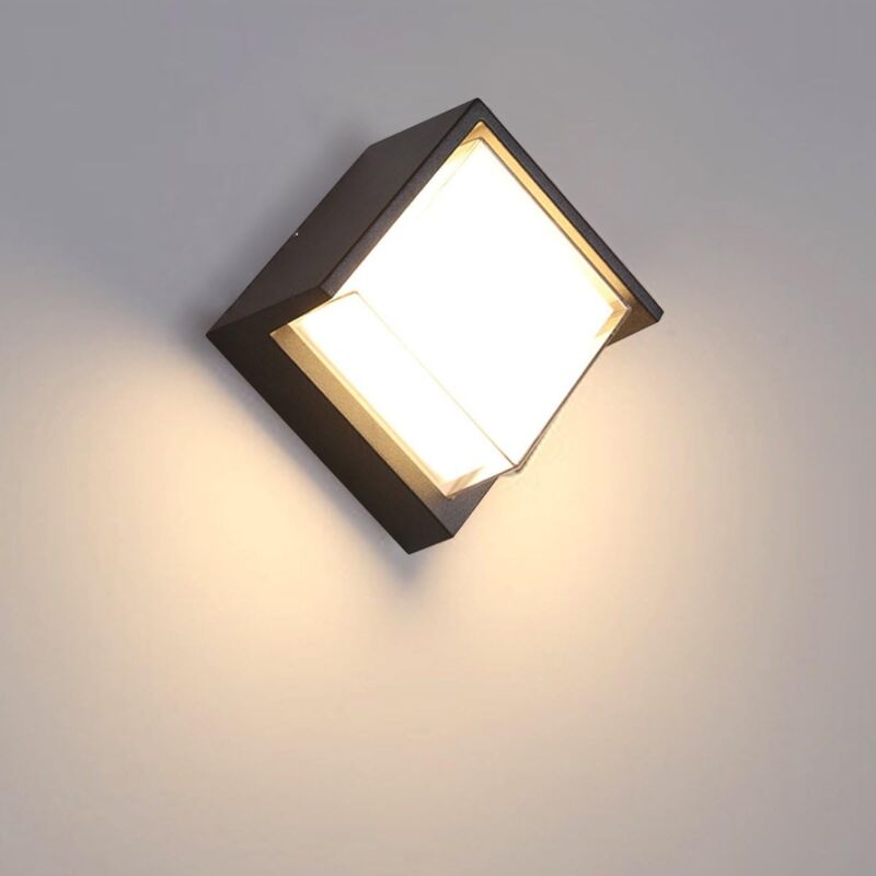 foto del prodotto applique da parete moderna a led per esterni da 12 w, impermeabile ip65, in alluminio e acrilico, bianco caldo 3000 k, 16 x 10 cm quadrata classe