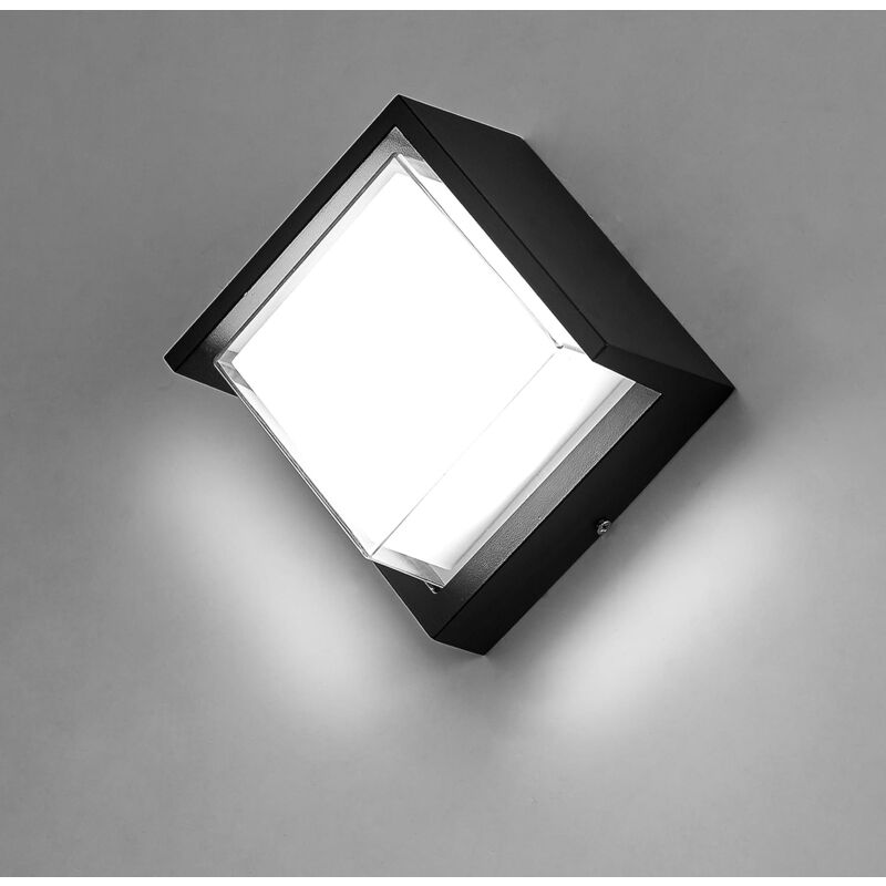 foto del prodotto applique da parete moderna a led per esterni da 12 w, impermeabile ip65, in alluminio e acrilico, bianco freddo 6000 k, lampada da parete a led